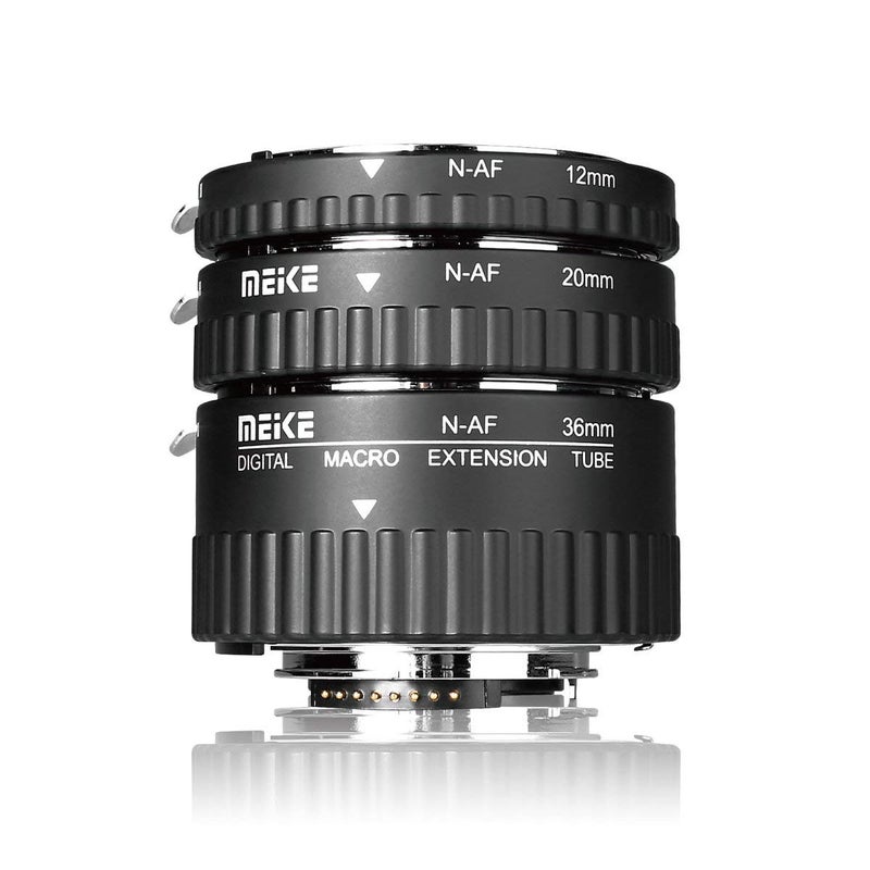 MEIKE N-AF1-A Macro Electronic Mount Auto Foucs Macro Metal Extension Tube Adapter for Nikon DSLR Camera D80 D90 D300 D300SD800 D3100 D3200 D5000 D5100 D5200 D7000 D7100 etc - Image 1